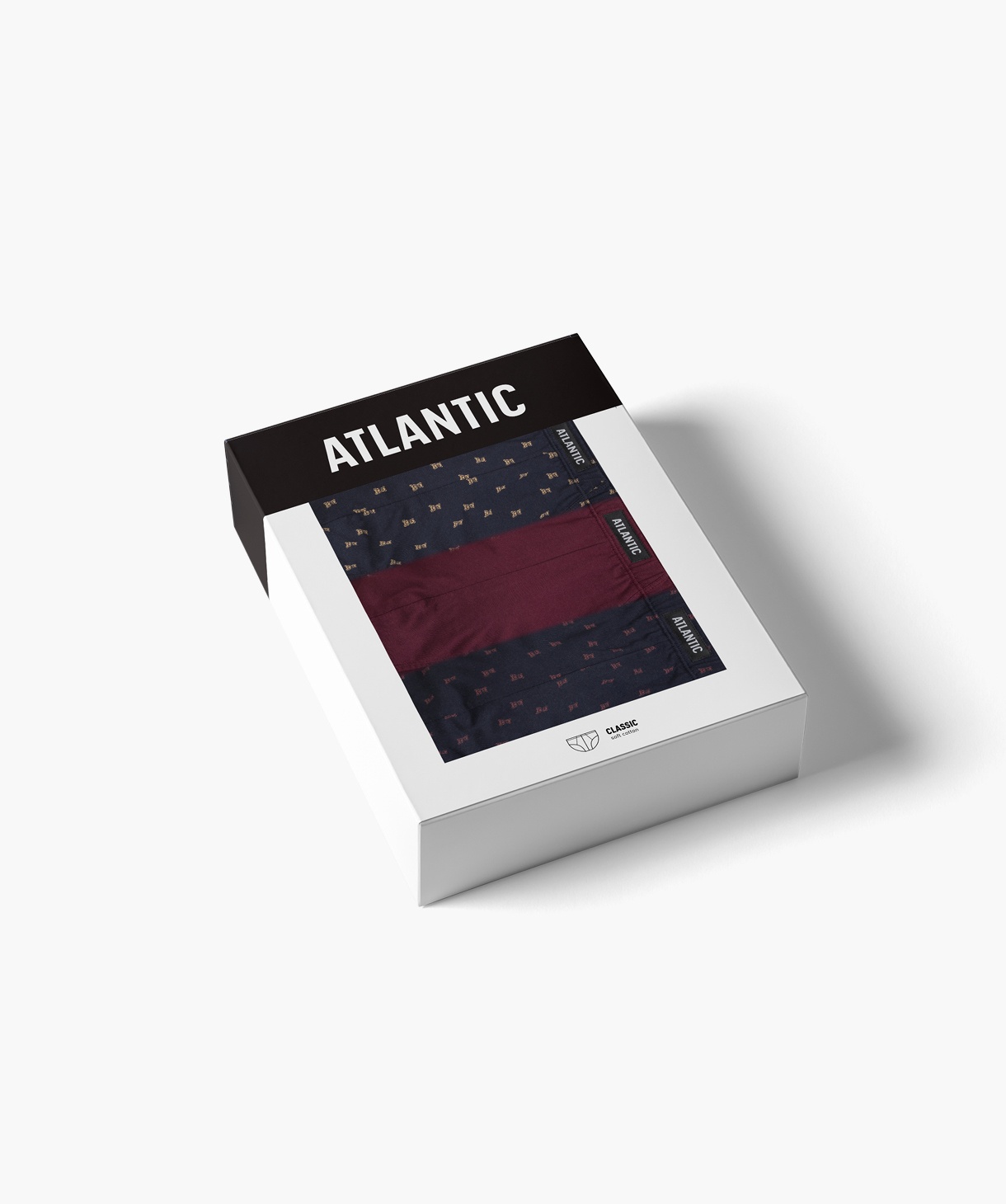 Мужские трусы Atlantic хлопок. Набор 3 шт. 3MP-183_GRA/WIN/GRA, M