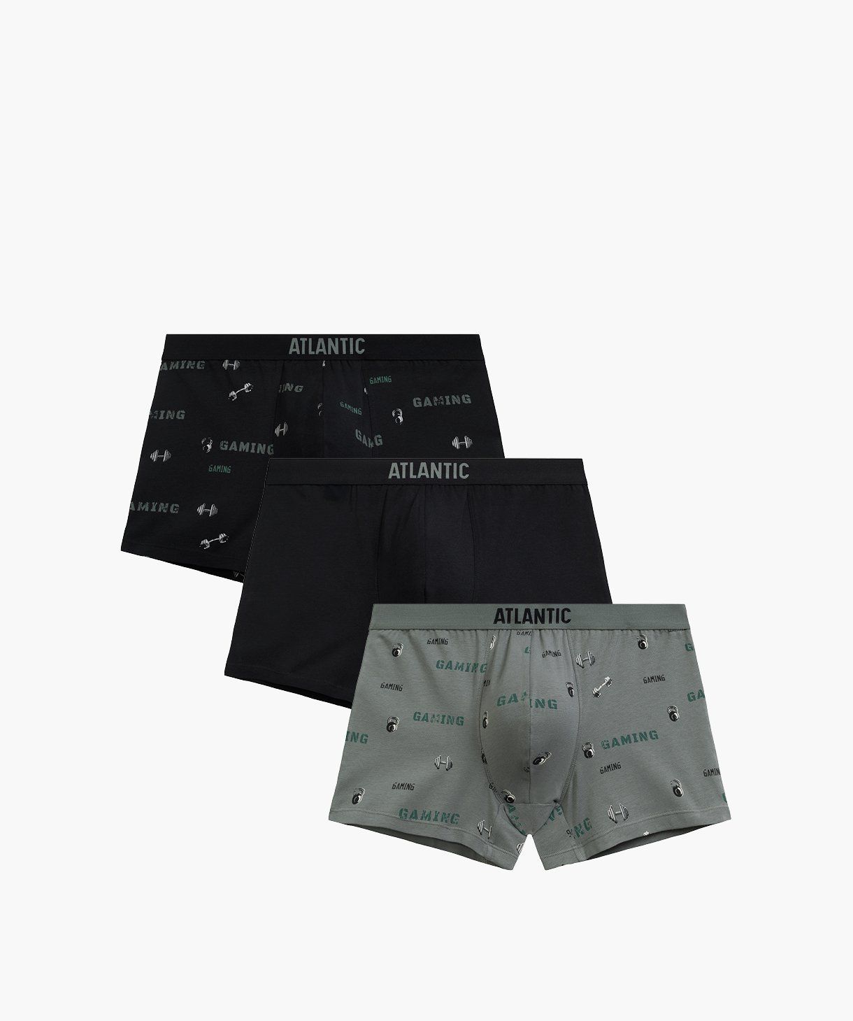 Мужские шорты Atlantic, хлопок. Набор 3 шт. 3MH-223_CZA/CZA/KHAJ, M